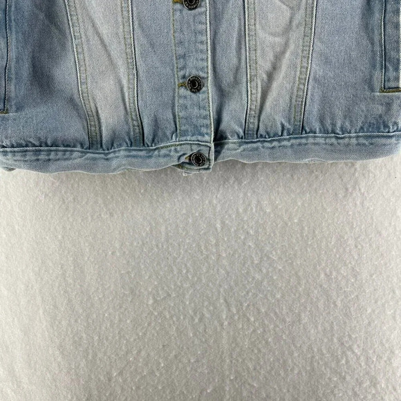 The Style Between Jacket Women's M Blue Button-Up Collared Wash Cropped Denim - Picture 7 of 10